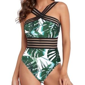Hilor Womens One Piece Swimsuits Front Crossover Bathing Suits Hollow Swimwear M